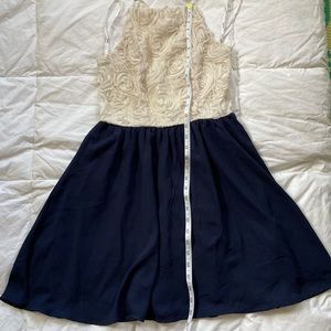 Pretty white and blue dress, measurements in the pictures, great condition.